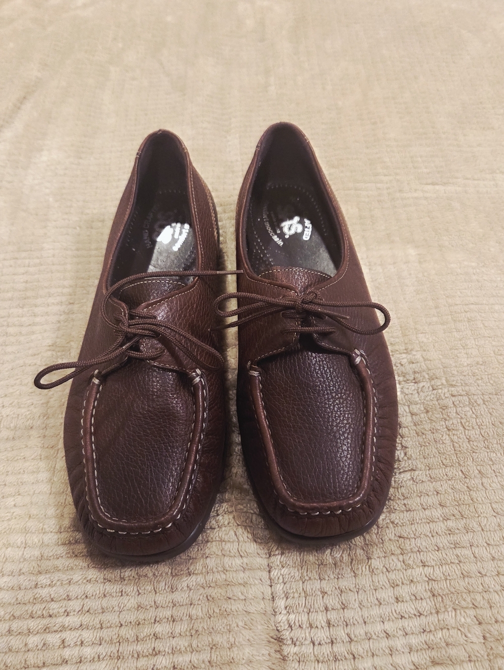 SAS Made In The Usa Womens Brown Leather Comfort Moccasin-Style  Loafers Size 8w